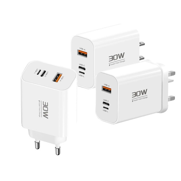 PD30W USB-C / Type-C + 8 Pin + USB-A Reverse Charger Suitable for iPhone Series(US Plug) - USB Charger by buy2fix | Online Shopping UK | buy2fix