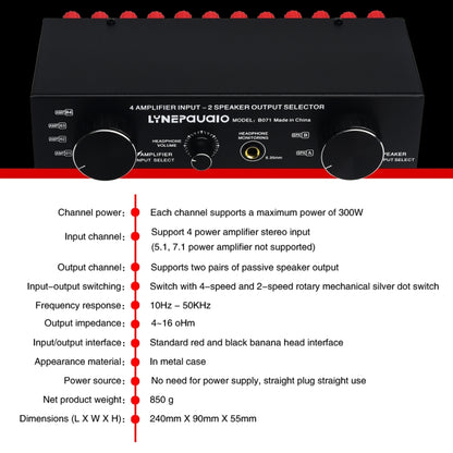 B071 4 Input 2 Output or 2 In 4 Out Power Amplifier Speaker Selector Switcher -  by buy2fix | Online Shopping UK | buy2fix