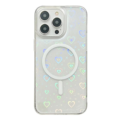 For iPhone 14 Pro Laser Love MagSafe TPU Phone Case(Transparent) - iPhone 14 Pro Cases by buy2fix | Online Shopping UK | buy2fix
