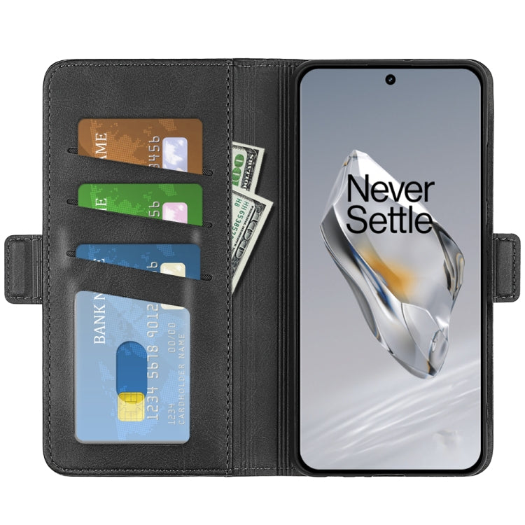 For OnePlus 12 Dual-side Magnetic Buckle Horizontal Flip Leather Phone Case(Black) - OnePlus Cases by buy2fix | Online Shopping UK | buy2fix