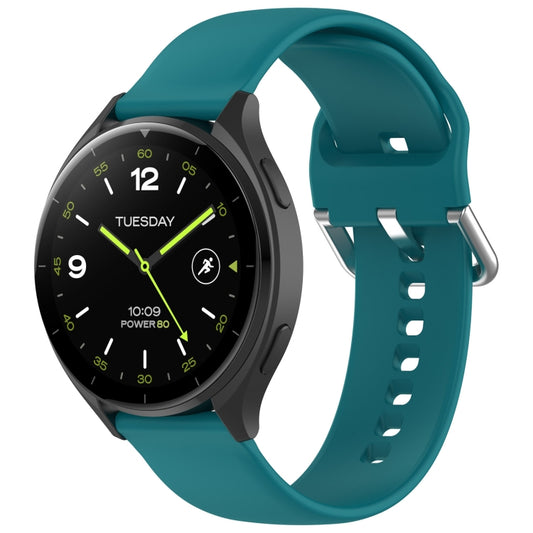 For Xiaomi Watch 2 Solid Color Metal Silver Buckle Silicone Watch Band, Size: L(Dark Green) - Watch Bands by buy2fix | Online Shopping UK | buy2fix