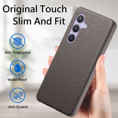 For Samsung Galaxy S24 5G Litchi Oil Edge Leather Back Phone Case(Grey) - Galaxy S24 5G Cases by buy2fix | Online Shopping UK | buy2fix