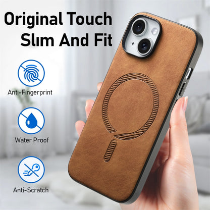 For iPhone 12 Pro Solid Color Retro Magsafe PU Back Cover Phone Case(Brown) - More iPhone Cases by buy2fix | Online Shopping UK | buy2fix