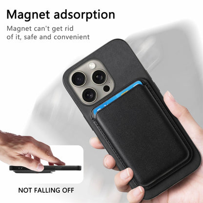 For iPhone 14 Plus Retro Magsafe Card Bag PU Back Cover Phone Case(Black) - iPhone 14 Plus Cases by buy2fix | Online Shopping UK | buy2fix