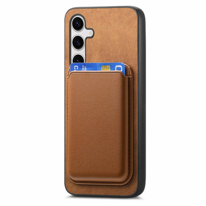 For Samsung Galaxy S25 5G Retro Magsafe Card Bag PU Back Cover Phone Case(Brown) - Galaxy S25 5G Cases by buy2fix | Online Shopping UK | buy2fix