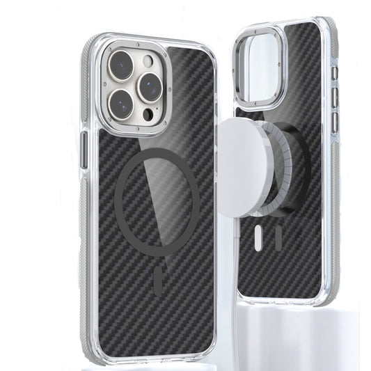 For iPhone 12 Pro Max Magsafe Dual-Color Carbon Fiber Phone Case(Grey) - iPhone 12 Pro Max Cases by buy2fix | Online Shopping UK | buy2fix