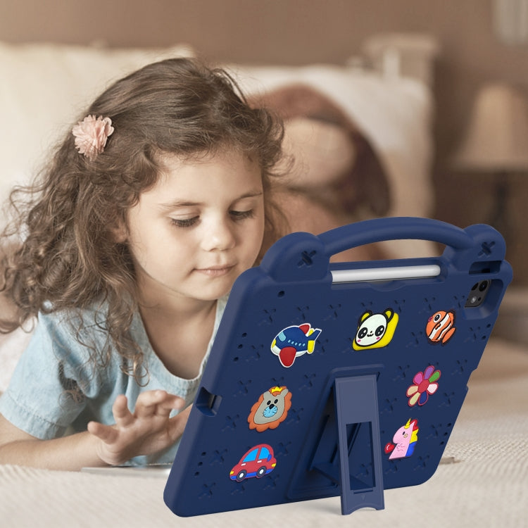 For iPad Pro 13 2024 Handle Kickstand Children EVA Shockproof Tablet Case(Navy Blue) - iPad Pro 13 2024 Cases by buy2fix | Online Shopping UK | buy2fix