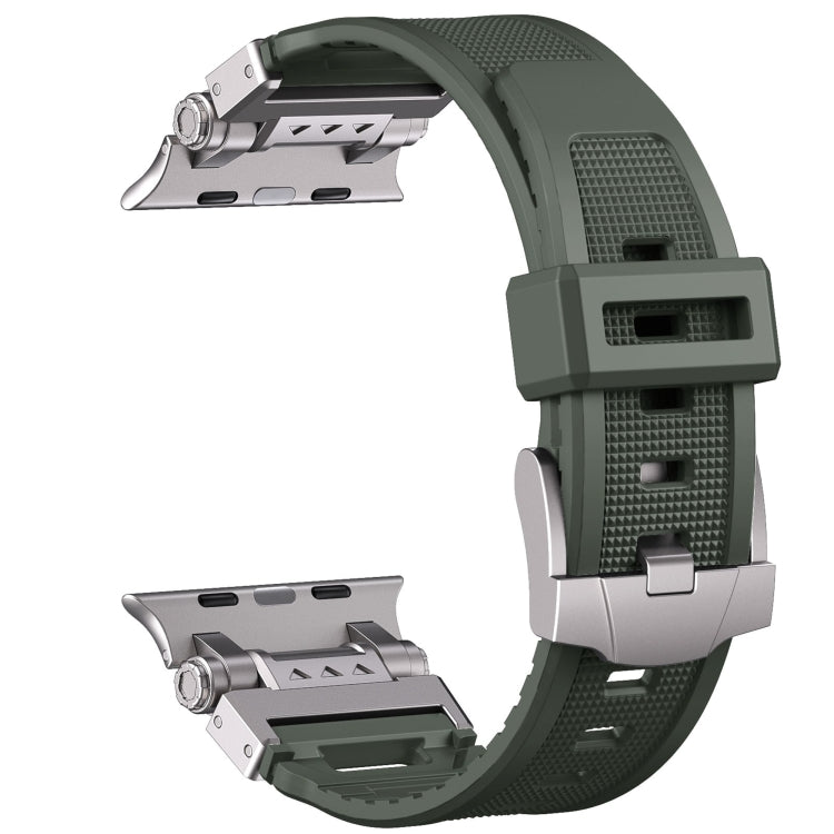 For  Apple Watch Series 9 45mm Silicone Armor Mecha Head Watch Band(Green) - Watch Bands by buy2fix | Online Shopping UK | buy2fix