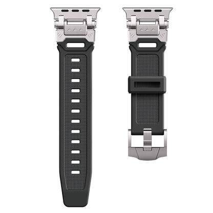 For Apple Watch Series 5 44mm Silicone Armor Mecha Head Watch Band(Black) - Watch Bands by buy2fix | Online Shopping UK | buy2fix