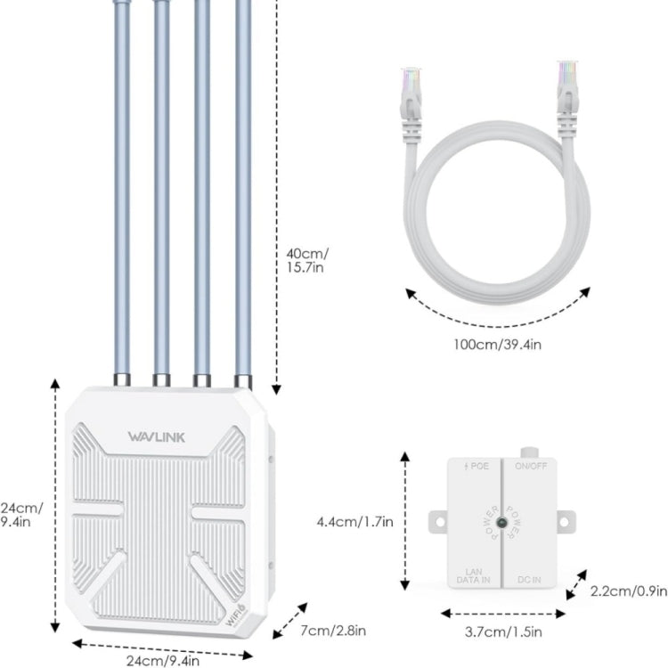 WAVLINK WN573HX3 AX3000 Waterproof Outdoor WiFi Wireless Outdoor Dual Band Router, Plug:UK Plug - Wireless Routers by WAVLINK | Online Shopping UK | buy2fix