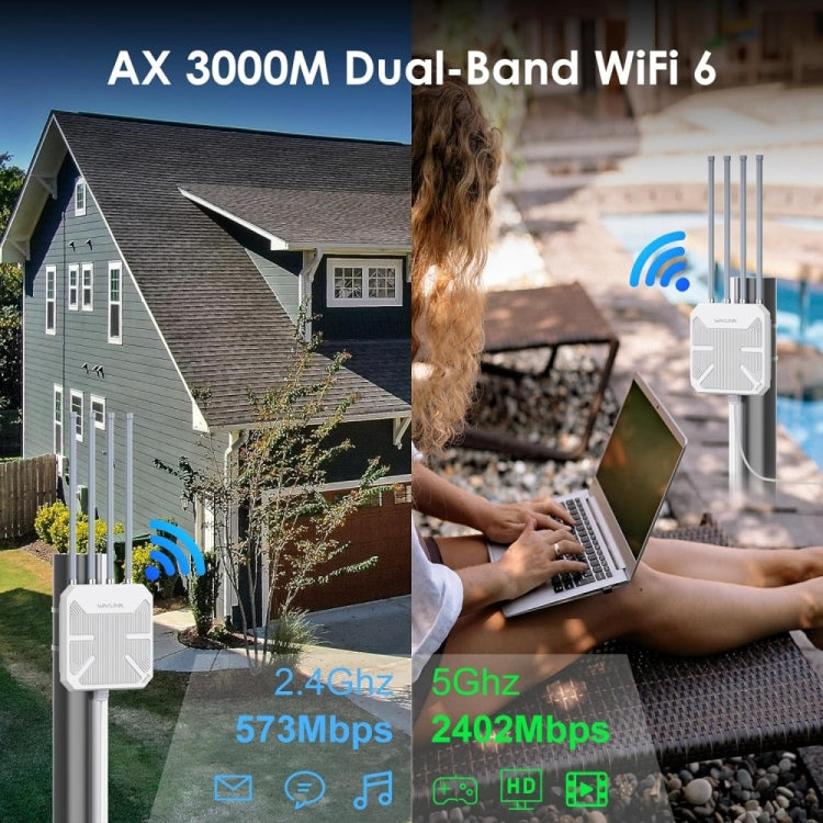 WAVLINK WN573HX3 AX3000 Waterproof Outdoor WiFi Wireless Outdoor Dual Band Router, Plug:UK Plug - Wireless Routers by WAVLINK | Online Shopping UK | buy2fix