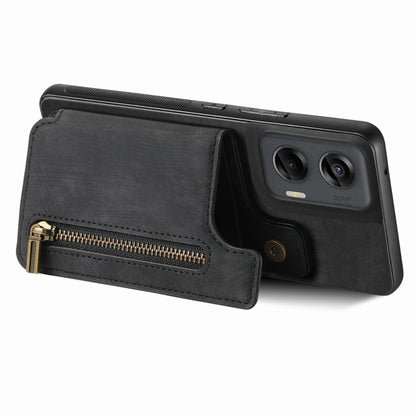 For Motorola G Stylus 5G 2024 Retro Leather Zipper Wallet Back Phone Case(Black) - Motorola Cases by buy2fix | Online Shopping UK | buy2fix