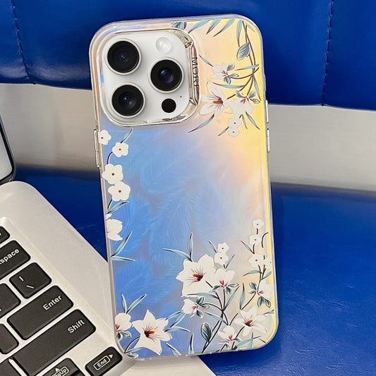 For iPhone 16 Pro Max Electroplating Laser Flower Texture TPU Phone Case(Morning Glory AH16) - iPhone 16 Pro Max Cases by buy2fix | Online Shopping UK | buy2fix