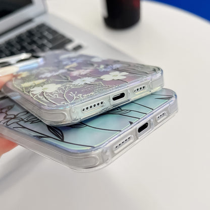 For iPhone 16 Pro Electroplating Laser Flower Texture TPU Phone Case(Lavender AH14) - iPhone 16 Pro Cases by buy2fix | Online Shopping UK | buy2fix