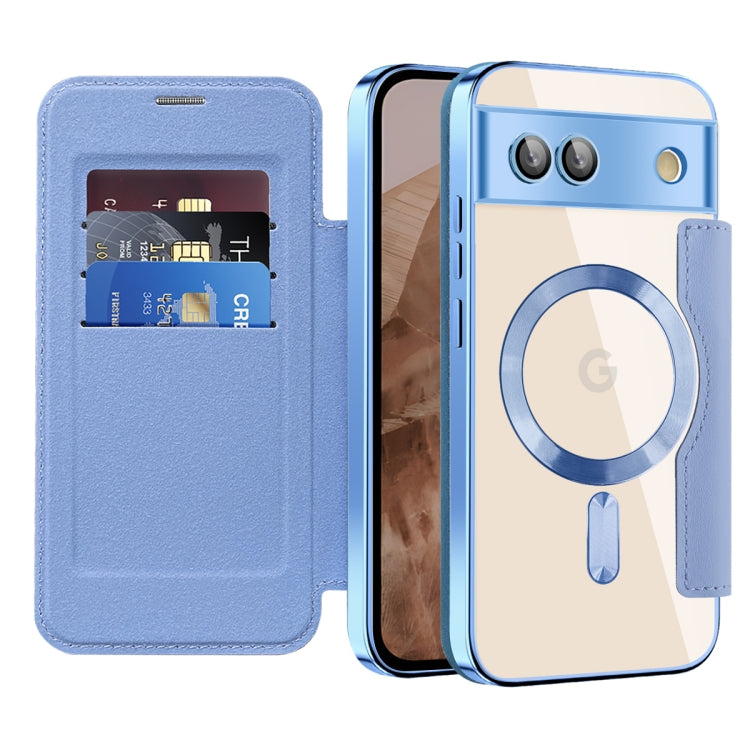 For Google Pixel 8a MagSafe Magnetic RFID Anti-theft Leather Phone Case(Blue) - Google Cases by buy2fix | Online Shopping UK | buy2fix