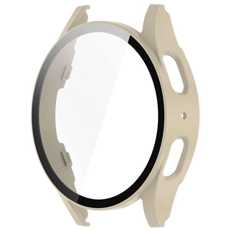 For Samsung Galaxy Watch 7 40mm PC+Tempered Film Integrated Waterproof Watch Protective Case(Ivory) - Watch Cases by buy2fix | Online Shopping UK | buy2fix
