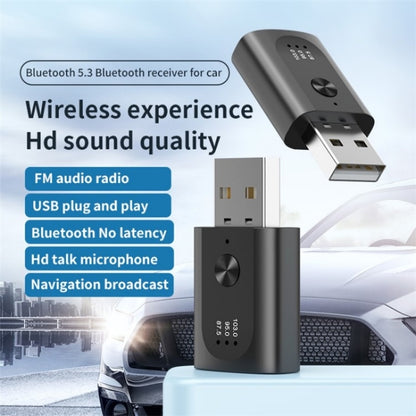 M08 USB Bluetooth 5.3 Adapter Hands-Free Call Car Wireless Audio Receiver - Bluetooth Car Kits by buy2fix | Online Shopping UK | buy2fix