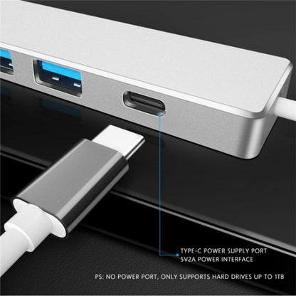 ADS-301C USB-C / Type-C to USB-C + USB 3.0 + 3 x USB 2.0 Expander HUB(Silver) - USB HUB by buy2fix | Online Shopping UK | buy2fix