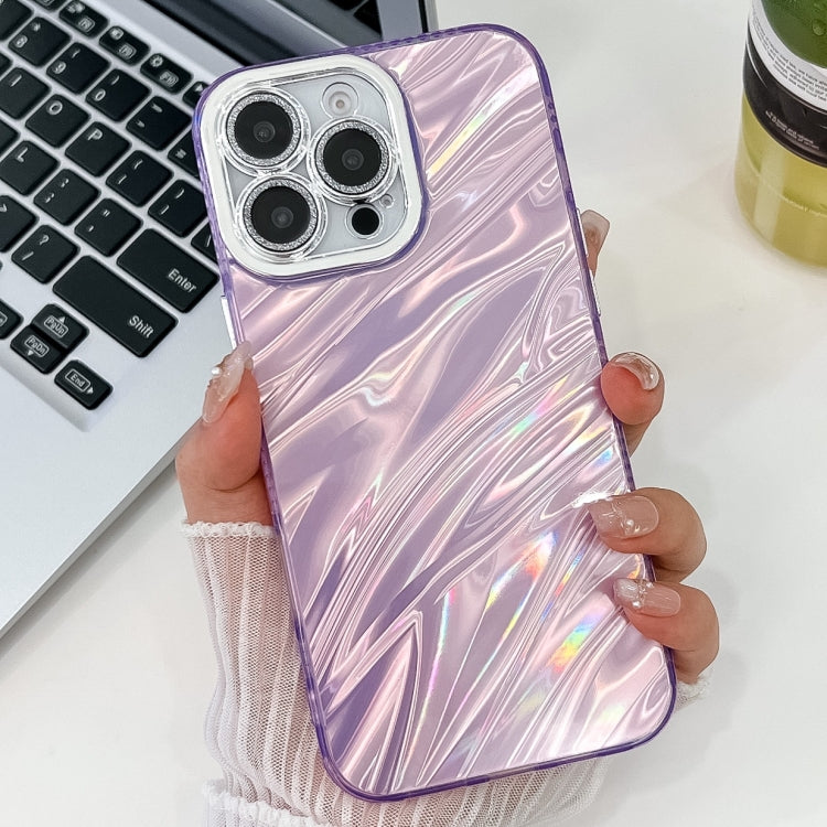 For iPhone 16 Pro Max Plating Glitter Texture TPU Phone Case with Lens Film(Purple Water Ripples) - iPhone 16 Pro Max Cases by buy2fix | Online Shopping UK | buy2fix