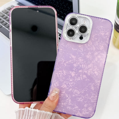 For iPhone 16 Pro Plating Glitter Texture TPU Phone Case with Lens Film(White Feather Yarn) - iPhone 16 Pro Cases by buy2fix | Online Shopping UK | buy2fix