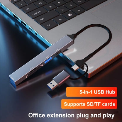 ADS-806D Type-C+USB to USB 3.0 Hub SD / TF Card Reader Multi-Function Docking Station - USB 3.0 HUB by buy2fix | Online Shopping UK | buy2fix