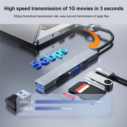 ADS-806D Type-C+USB to USB 3.0 Hub SD / TF Card Reader Multi-Function Docking Station - USB 3.0 HUB by buy2fix | Online Shopping UK | buy2fix