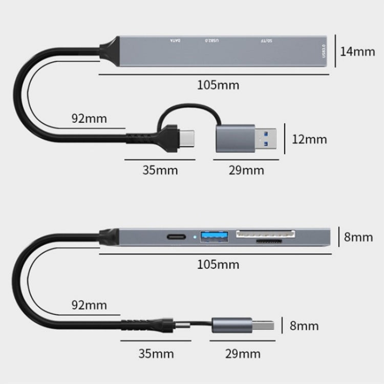 ADS-806D Type-C+USB to USB 3.0 Hub SD / TF Card Reader Multi-Function Docking Station - USB 3.0 HUB by buy2fix | Online Shopping UK | buy2fix