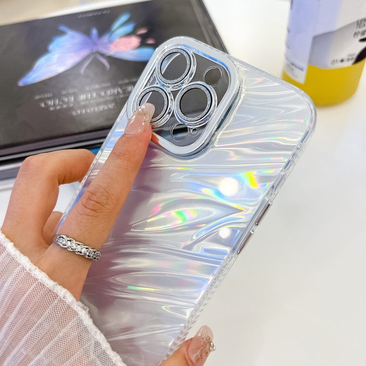 For iPhone 16 Pro Max Plating Glitter Texture Chain Wristband TPU Phone Case with Lens Film(White Tinfoil Texture) - iPhone 16 Pro Max Cases by buy2fix | Online Shopping UK | buy2fix