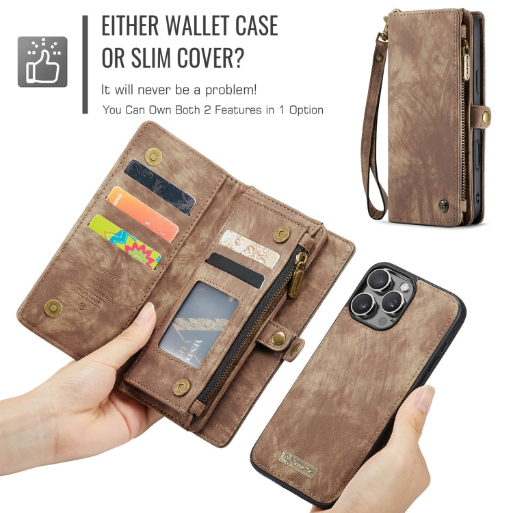 For iPhone 16 Pro CaseMe 008 Detachable Multifunctional Leather Phone Case(Brown) - iPhone 16 Pro Cases by CaseMe | Online Shopping UK | buy2fix