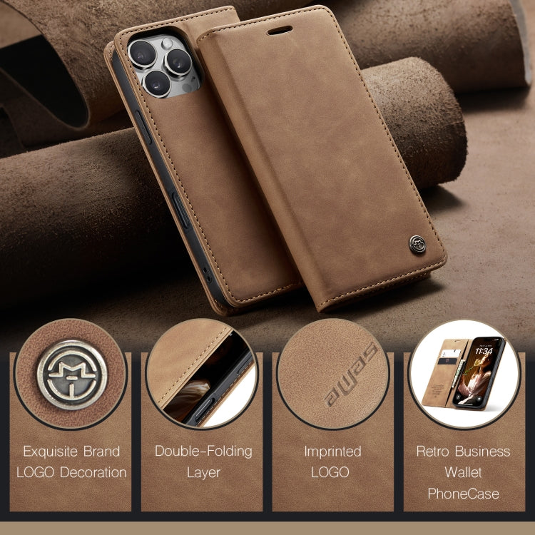 For iPhone 16 Pro CaseMe 013 Multifunctional Horizontal Flip Leather Phone Case(Brown) - iPhone 16 Pro Cases by CaseMe | Online Shopping UK | buy2fix