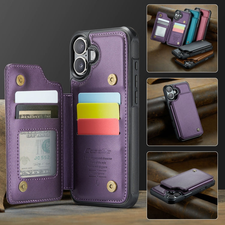 For iPhone 16 Plus CaseMe C22 Card Slots Holder RFID Anti-theft Phone Case(Purple) - iPhone 16 Plus Cases by CaseMe | Online Shopping UK | buy2fix