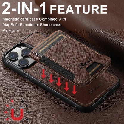 For iPhone 13 Pro Max Suteni H17 Cross Grain Leather MagSafe Detachable Wallet Phone Case(Brown) - iPhone 13 Pro Max Cases by Suteni | Online Shopping UK | buy2fix