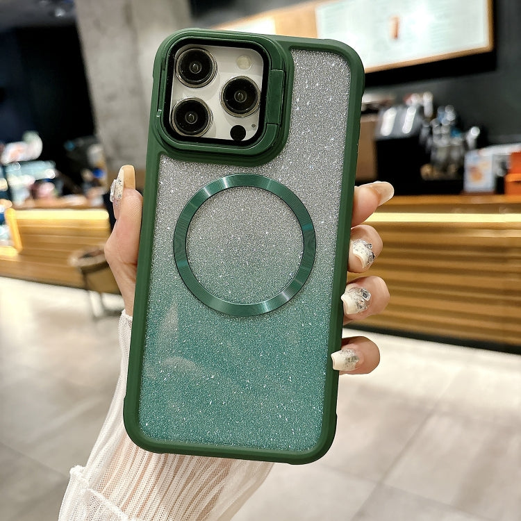 For iPhone 16 Pro Max CD-grain Gradient Glitter Magsafe Acrylic Hybrid TPU Phone Case(Green) - iPhone 16 Pro Max Cases by buy2fix | Online Shopping UK | buy2fix