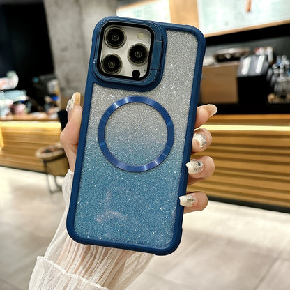 For iPhone 16 Pro Max CD-grain Gradient Glitter Magsafe Acrylic Hybrid TPU Phone Case(Blue) - iPhone 16 Pro Max Cases by buy2fix | Online Shopping UK | buy2fix