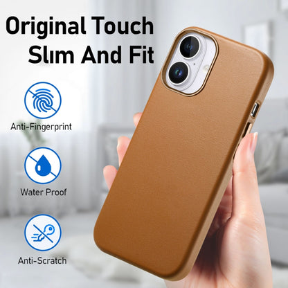 For iPhone 16 Electroplated Metal Button Shockproof Phone Case(Brown) - iPhone 16 Cases by buy2fix | Online Shopping UK | buy2fix