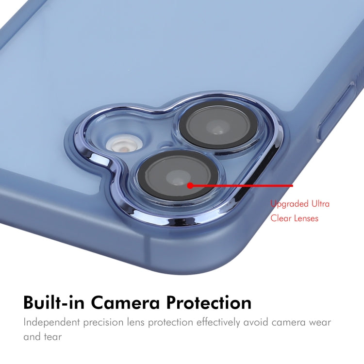 For iPhone 16 ENKAY Hat-Prince Translucent Matte TPU Phone Case with Lens Film + 9H Big Arc Edge Film(Blue) - iPhone 16 Cases by ENKAY | Online Shopping UK | buy2fix