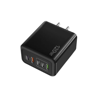 120W 3 PD Type-C Dual USB Multi Port Quick Charger for Mobile Phones, US Plug(Black) - USB Charger by buy2fix | Online Shopping UK | buy2fix