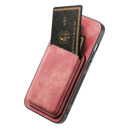 For iPhone 16 Retro Leather Card Bag Magnetic Phone Case(Pink) - iPhone 16 Cases by buy2fix | Online Shopping UK | buy2fix