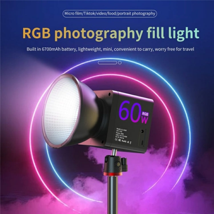 C60R 60W RGB Stage Lamp Professional Video Photography COB Fill Light, Plug:US Plug - Selfie Light by buy2fix | Online Shopping UK | buy2fix