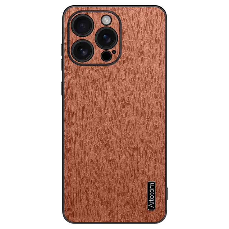 For iPhone 16 Pro Tree Bark Leather Shockproof Phone Case(Brown) - iPhone 16 Pro Cases by buy2fix | Online Shopping UK | buy2fix