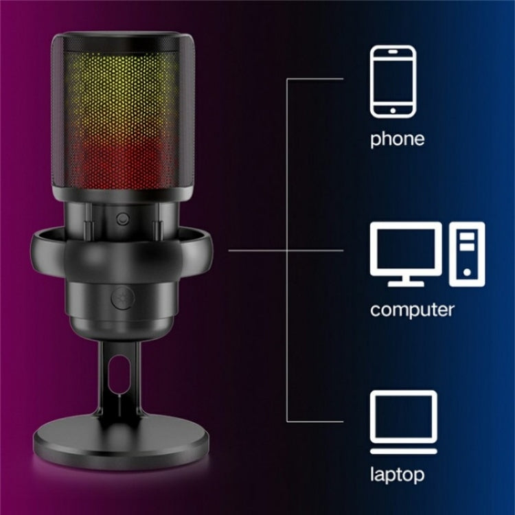 ME6P Professional USB Desktop Recording Microphone with RGB Light - Microphone by buy2fix | Online Shopping UK | buy2fix