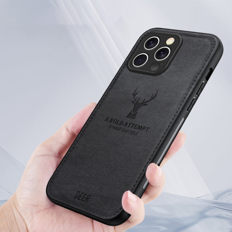 For iPhone 16 Pro Deer Head Cloth Skin All-inclusive Phone Case(Black) - iPhone 16 Pro Cases by buy2fix | Online Shopping UK | buy2fix