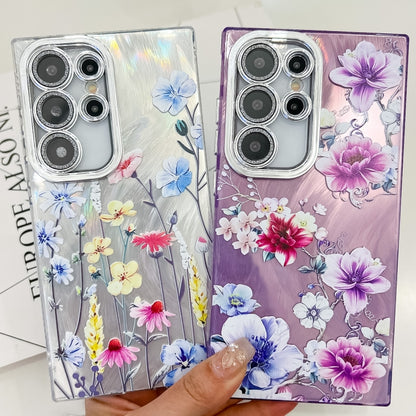 For Samsung Galaxy S25 5G Electroplating Flowers Plants Texture TPU Phone Case(Sketch Lily FL9) - Galaxy S25 5G Cases by buy2fix | Online Shopping UK | buy2fix