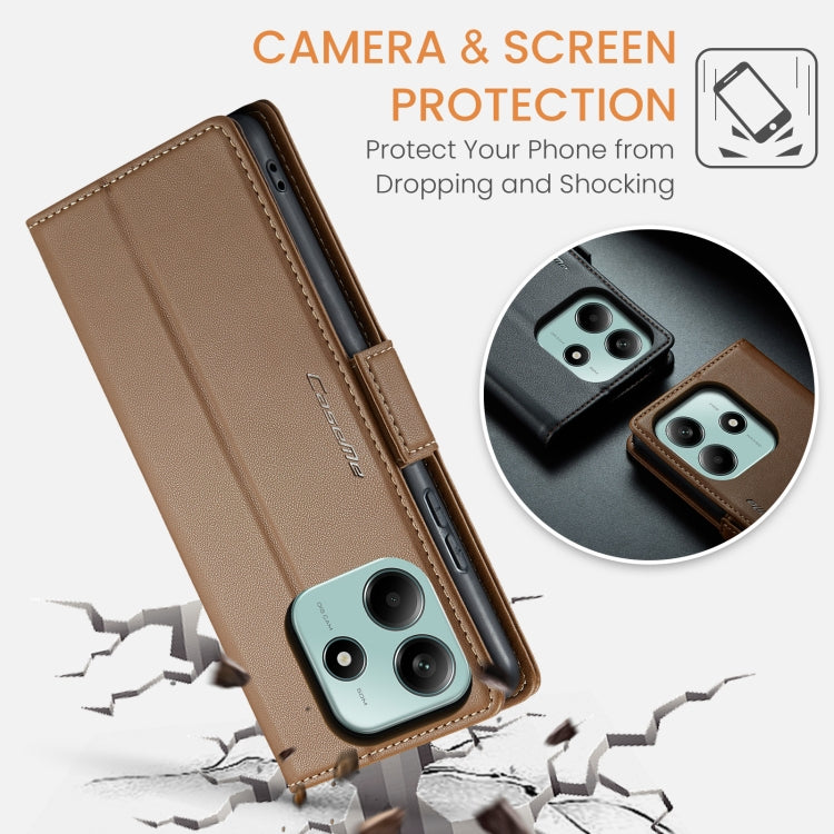 For Redmi Note 14 5G CaseMe 023 Butterfly Buckle Litchi Texture RFID Anti-theft Leather Phone Case(Brown) - Note 14 Cases by CaseMe | Online Shopping UK | buy2fix