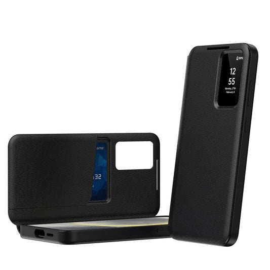 For Samsung Galaxy S25+ 5G Smart View Window Leather Phone Case with Card Slot(Black) - Galaxy S25+ 5G Cases by buy2fix | Online Shopping UK | buy2fix