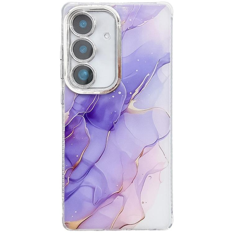 For Samsung Galaxy S25+ 5G Electroplated Marble Texture Phone Case(Purple M3) - Galaxy S25+ 5G Cases by buy2fix | Online Shopping UK | buy2fix