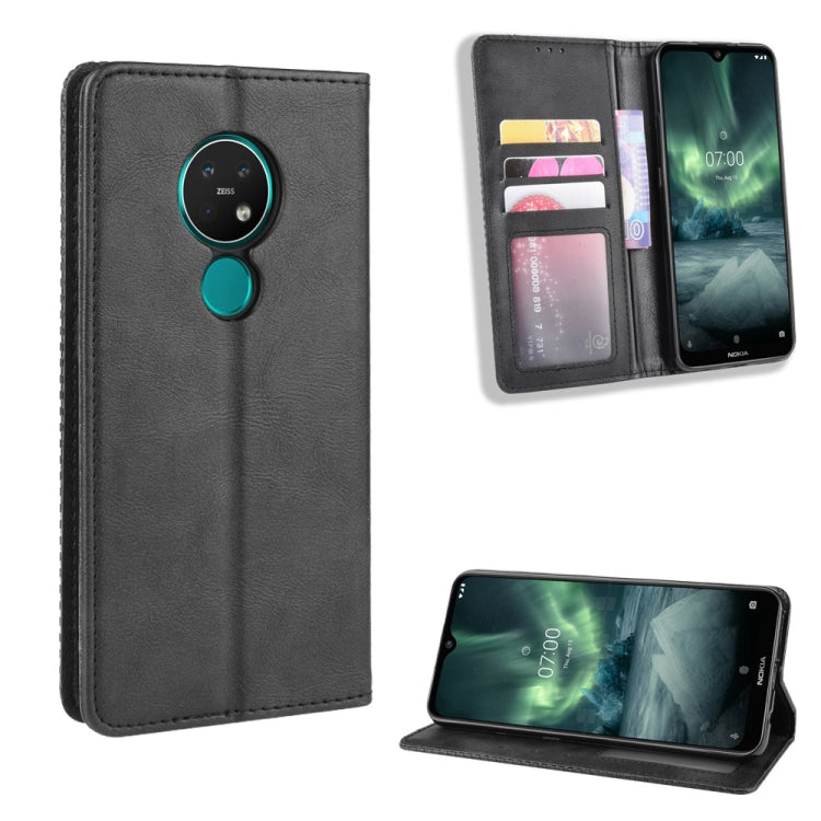 For Nokia 7.2 / Nokia 6.2 Magnetic Buckle Retro Crazy Horse Texture Horizontal Flip Leather Case , with Holder & Card Slots & Photo Frame(Black) - Nokia Cases by buy2fix | Online Shopping UK | buy2fix