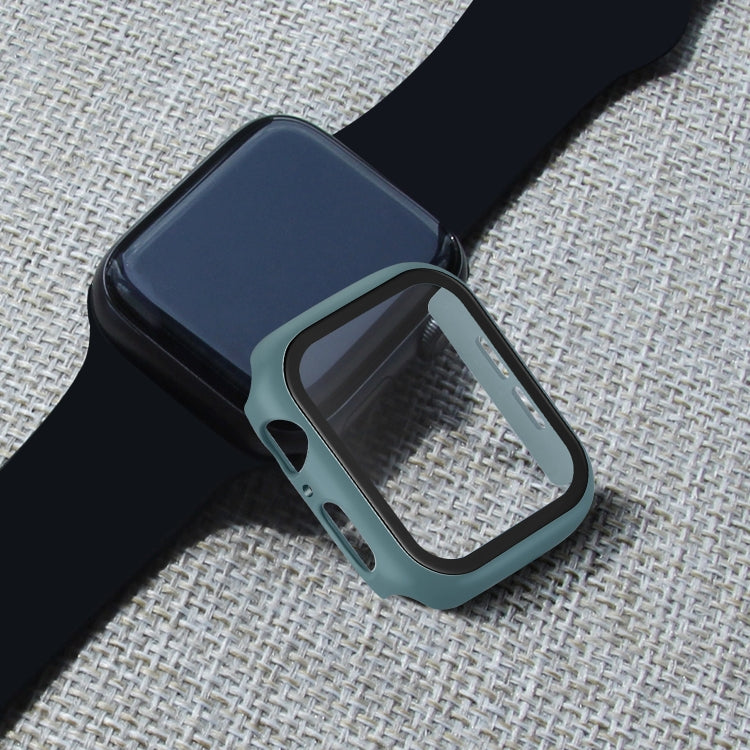 ENKAY Hat-prince Full Coverage PC Case + Tempered Glass Protector for Apple Watch Series 5 / 4 44mm(Green) - Watch Cases by ENKAY | Online Shopping UK | buy2fix