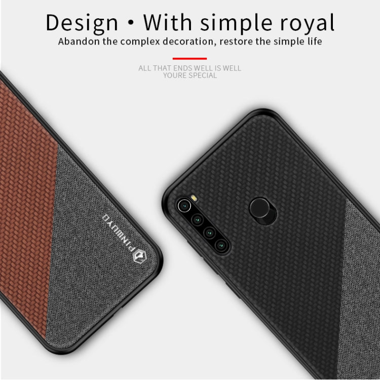 For Xiaomi RedMi Note8T PINWUYO Rong Series  Shockproof PC + TPU+ Chemical Fiber Cloth Protective Cover(Brown) - Xiaomi Cases by PINWUYO | Online Shopping UK | buy2fix