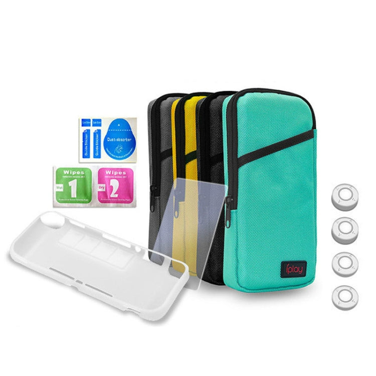 iplay Host Storage Bag Tempered Film + Rocker Cap + Protective Shell 7 in 1 Protection Bag Soft Bag Set For Switch Lite(Green Blue) - Bags by iplay | Online Shopping UK | buy2fix